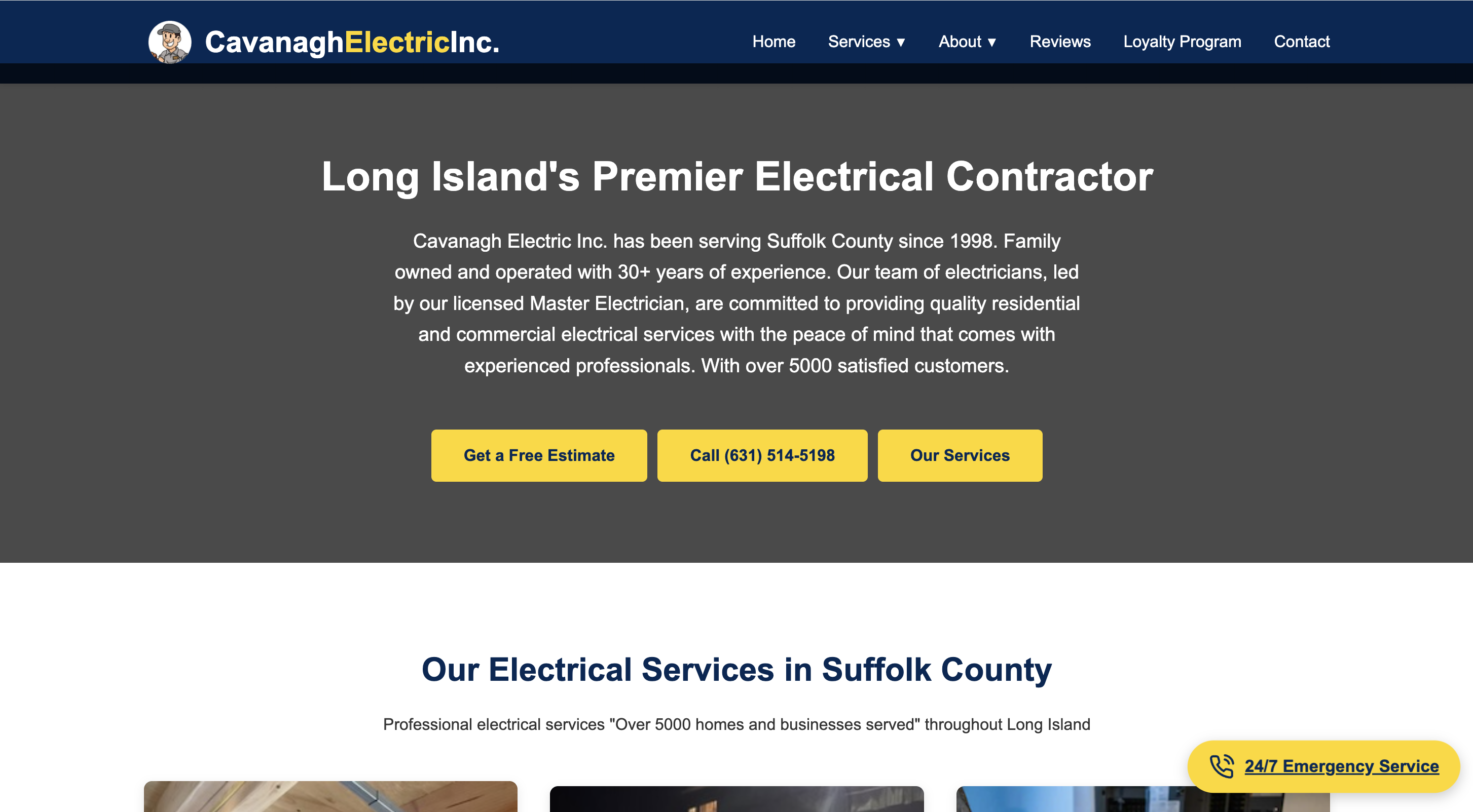 Cavanagh Electrician homepage redesign, live at cavanaghelectrician.com